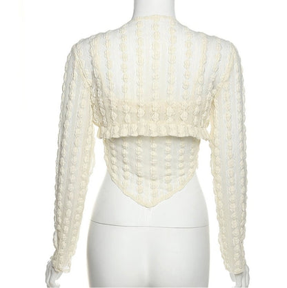 2PCS Beige Frill Camisole + Cardigan