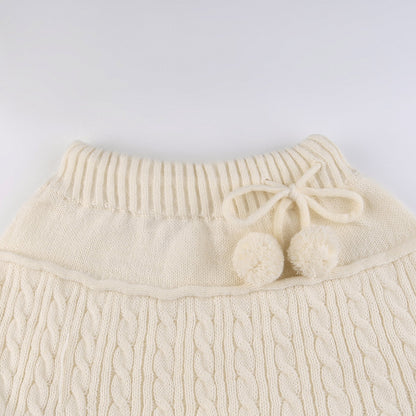 White Knit Twist Mini Skirt