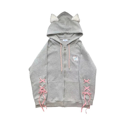 Grey Cat Cartoon Bow Tie Jacket
