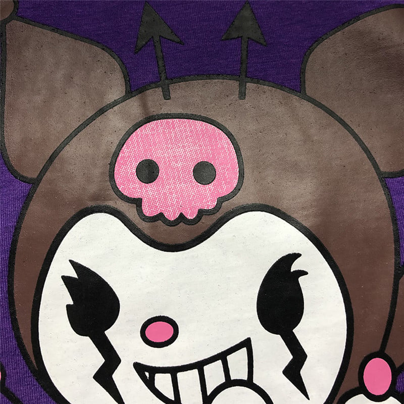 Cute Purple Devil Demon Print Anime Cartoon Casual Oversized Long Sleeve Tee Shirt T-shirt Top E-Girl Kawaii Korean Japanese Harajuku Streetwear