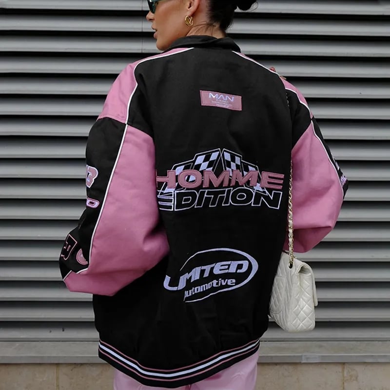 Pink Patchwork Baseball Jacket