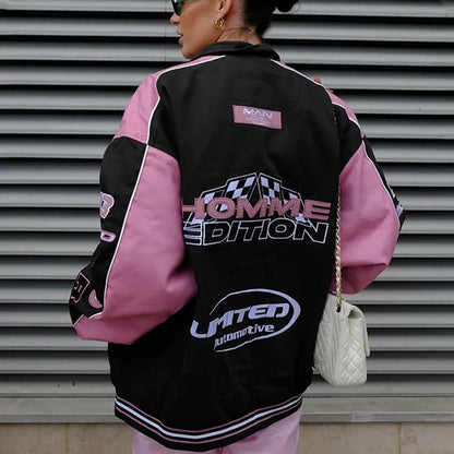 Pink Patchwork Baseball Jacket