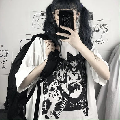 Anime Girl Doll Print Short Sleeve T-shirt