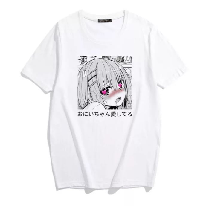 Cute Anime Sweet Girl Cartoon Short Sleeve T-shirt Print Punk Goth Loose Aesthetic Casual Summer E-Girl Kawaii Korean Japanese Harajuku