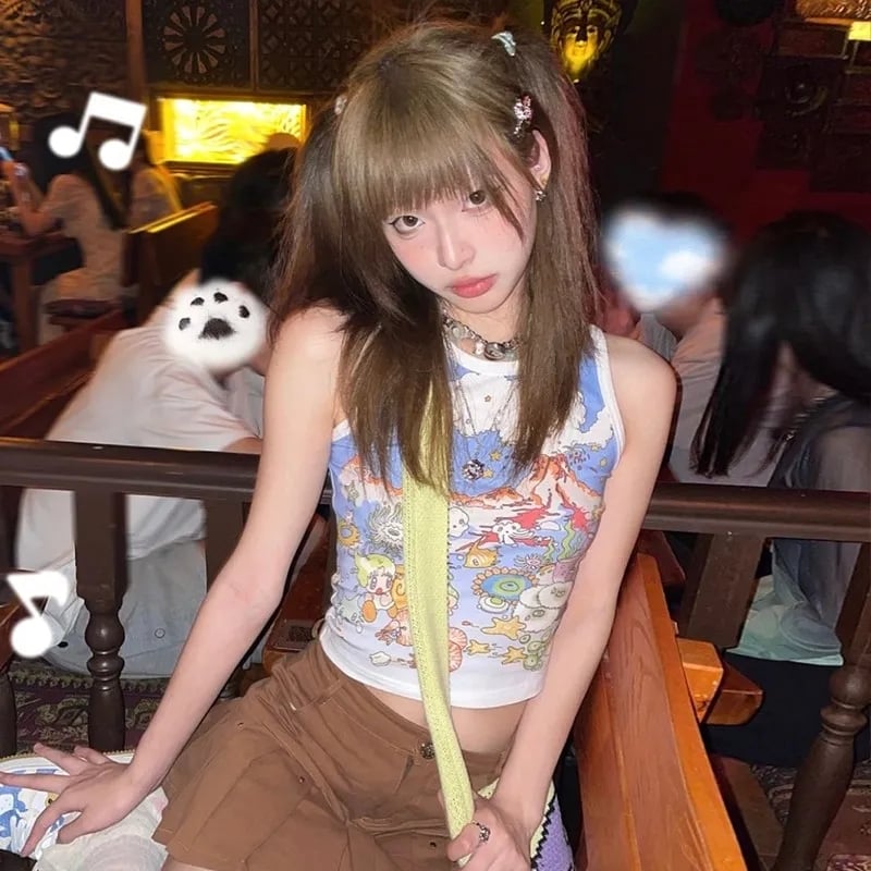 Harajuku Anime Print Tank Top