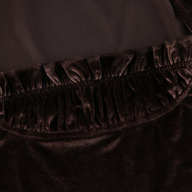 Brown Velvet Patchwork Tank Top