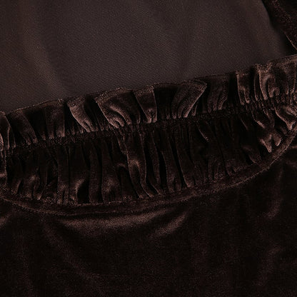 Brown Velvet Patchwork Tank Top