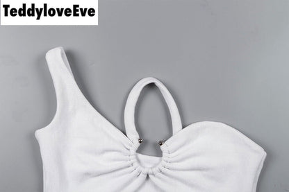 Cute Sexy Solid Color Metal Tube Strap Crop Top Camisole Shirt Tee T-shirt E-Girl Kawaii Korean Japanese Harajuku Chinese Retro Streetwear Aesthetic