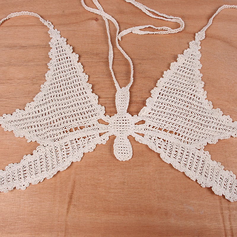 Butterfly V Neck Knit Halter Top