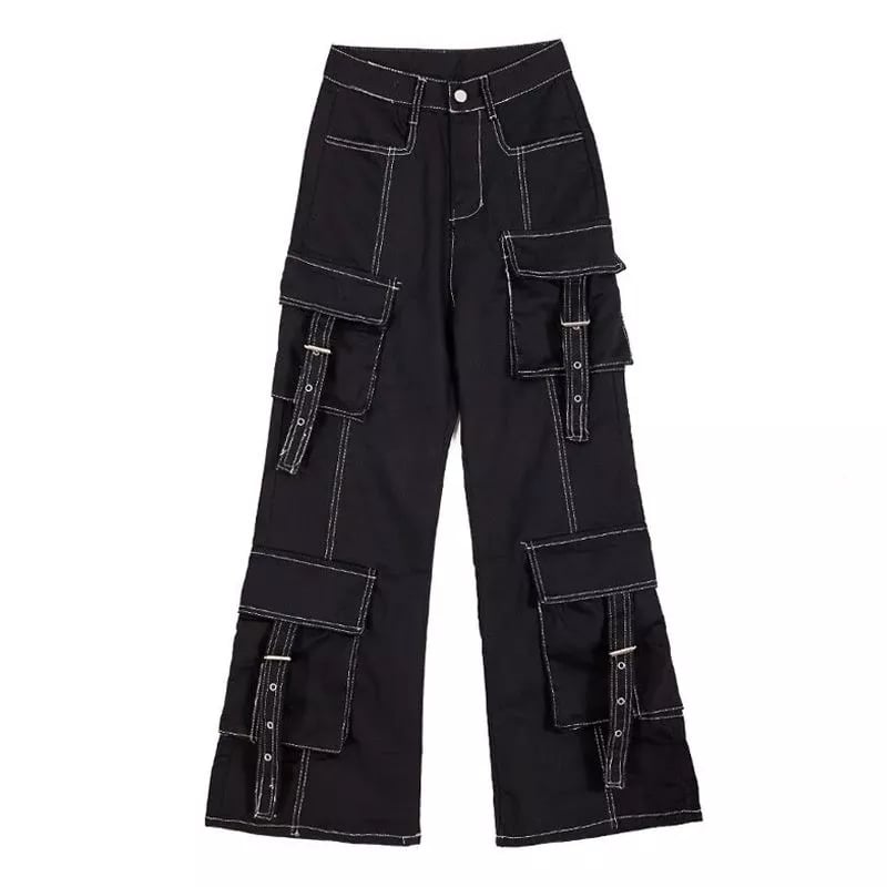 Black Cargo Denim Pants