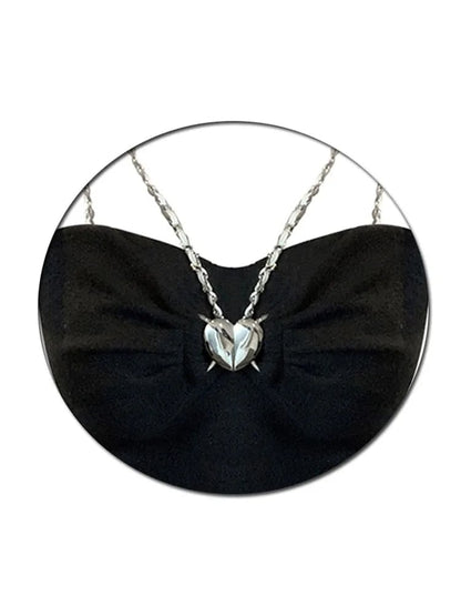 Black Heart Chain Strap Crop Top