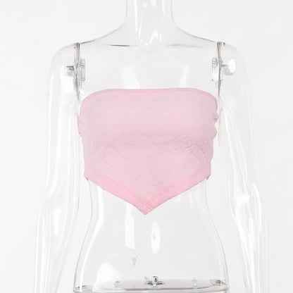 White Frill Strapless Top