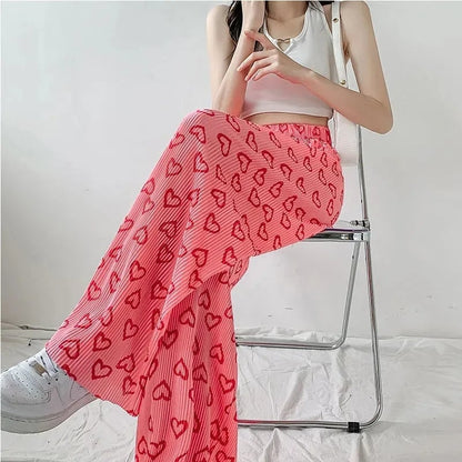 Pink Heart Print Trousers
