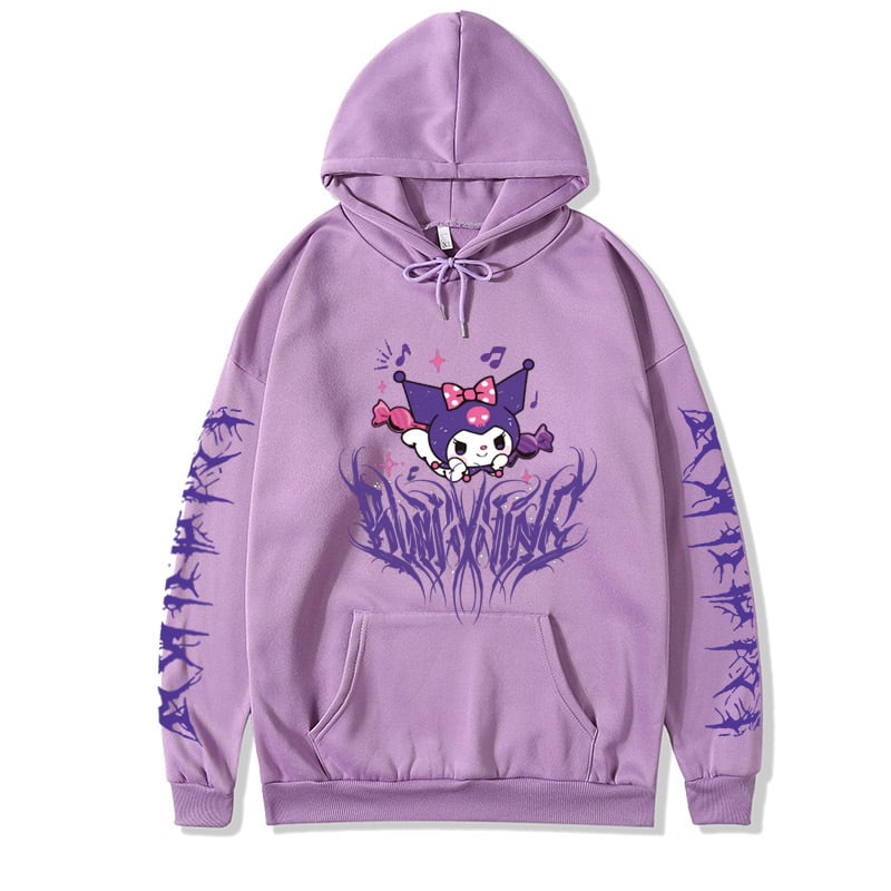 Japanese Anime Print Long Sleeve Hoodie