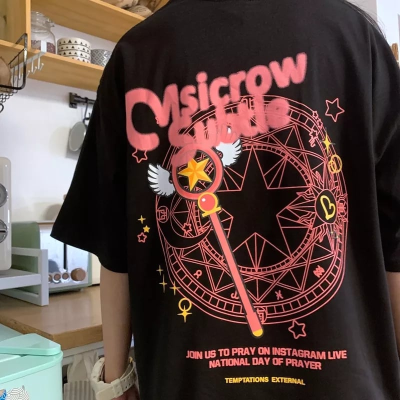 Cute Sakura Card Captor Anime Short Sleeve Shirt Summer Aesthetic Casual E-Girl Kawaii Korean Japanese Harajuku