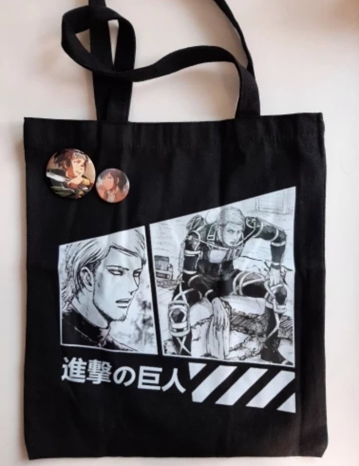 Cute Titan Anime Cartoon Print Canvas Tote Bag Shopping Shoulder Bag Aesthetic Casual Summer E-Girl Kawaii Korean Japanese Harajuku
