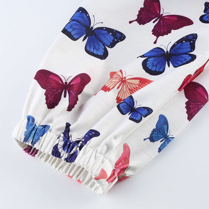Cute Butterfly Rainbow Print Loose Baggy High Waisted Trousers Joggers Pants Sweats Bottom E-Girl Kawaii Korean Japanese Harajuku Retro Streetwear