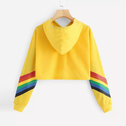 Love Letter Rainbow LGBT Cropped Hoodie Sweatshirt Pullover Long Sleeve Tee Shirt T-shirt Top E-Girl Kawaii Korean Japanese Harajuku Streetwear