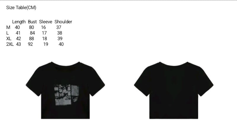 Black Grunge Cropped Short Sleeve T-shirt