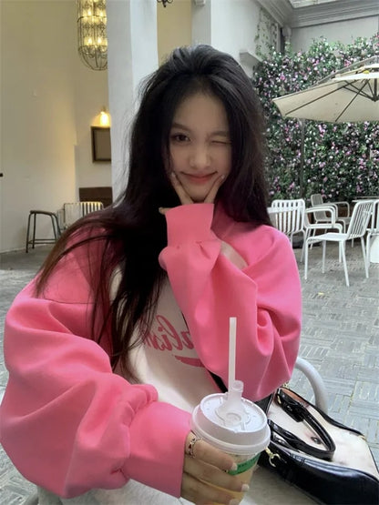 Pink Patchwork Long Sleeve Sweatshirt