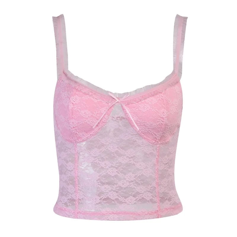 Pink Lace Bow Corset Top