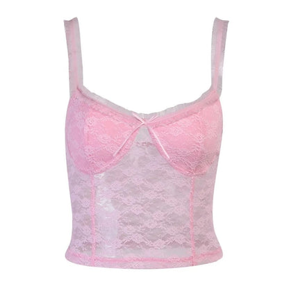 Pink Lace Bow Corset Top