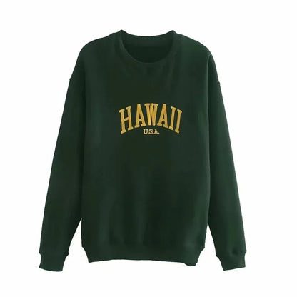 Hawaii Letter Embroidery Sweatshirt