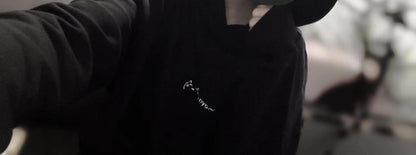 Black Cat Drawstring Sweatshirt