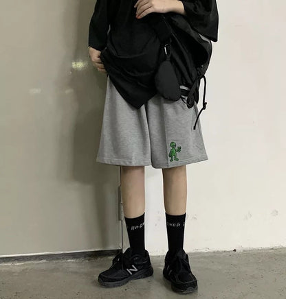Cute Alien Casual Loose Boyfriend Bike Jogger Shorts Goth Punk E-Girl Kawaii Korean Japanese Harajuku Chinese Retro Streetwear Aesthetic