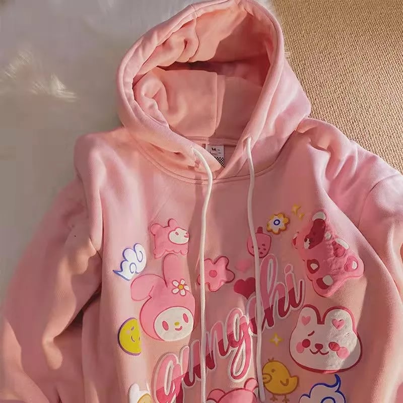 Anime Cartoon Graphic Print Hoodie