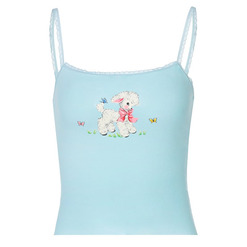 Blue Lamb Print Tank Top