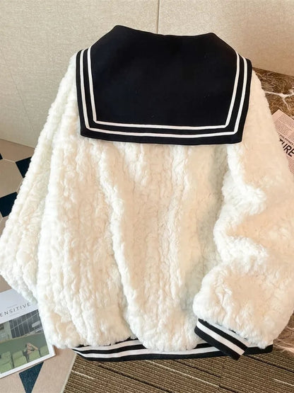 Japanese Sailor Fluffy Bow Knot Jacket