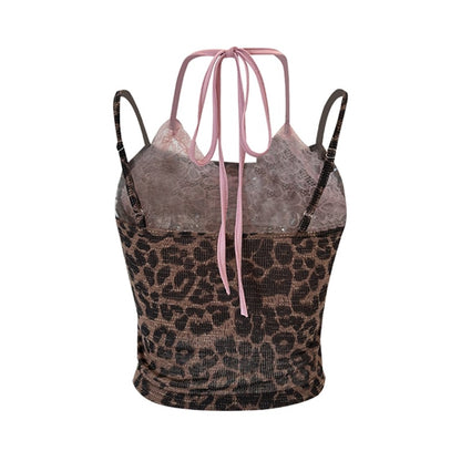 Leopard Pink Lace Trim Camisole