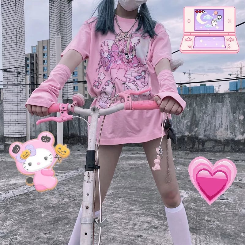 Japanese Fairy Anime Print Short Sleeve T-shirt