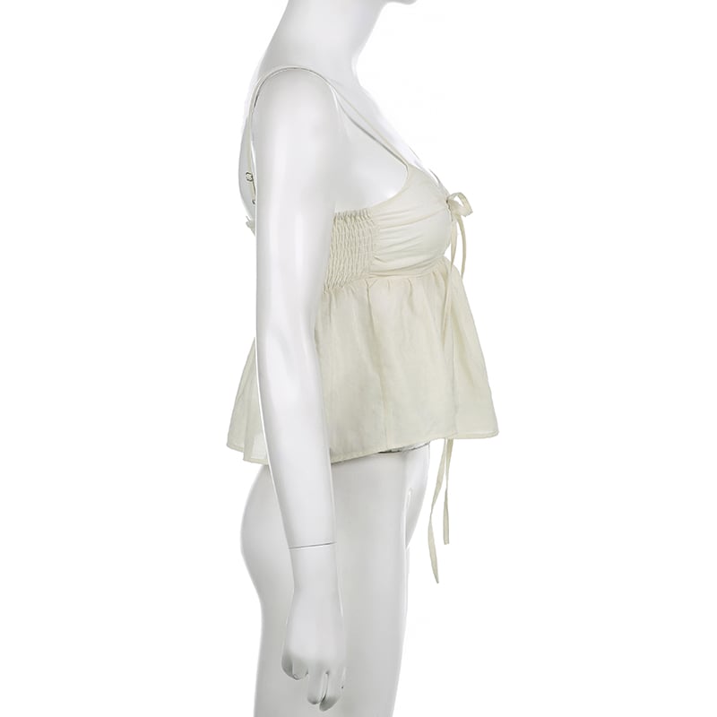 Yellow Double Layer Lace Up Top