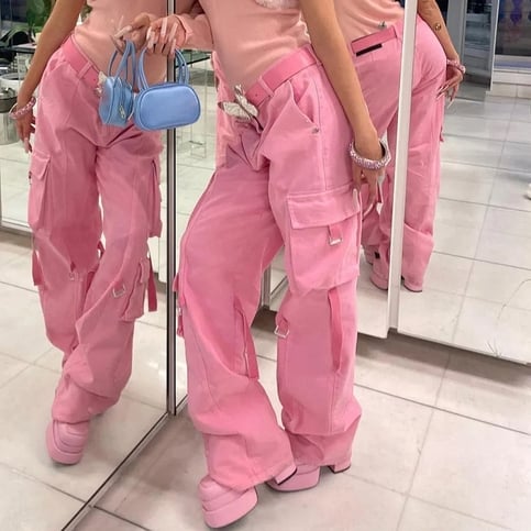Pink Pocket Cargo Pants