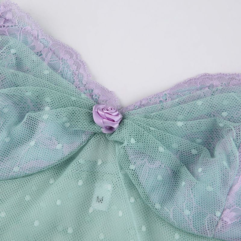 Blue Polka Dot Lace Camisole