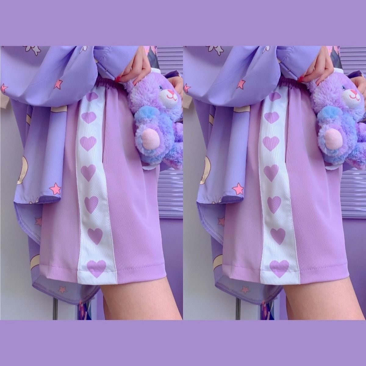 Purple Heart Drawstring Shorts