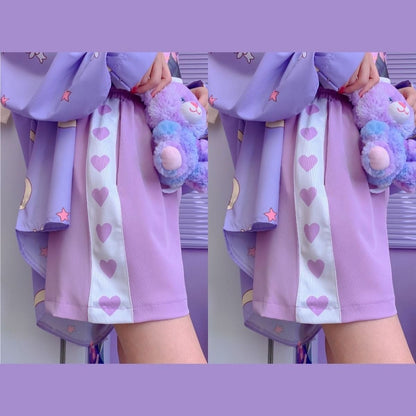 Purple Heart Drawstring Shorts