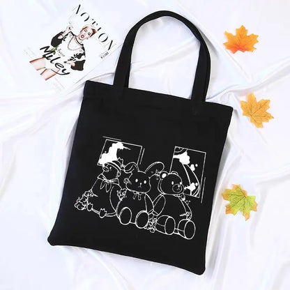 Cute Shiba Inu Anime Girl Cartoon Tote Canvas Bag Shopper Shoulder Bag Aesthetic Casual Summer E-Girl Kawaii Korean Japanese Harajuku