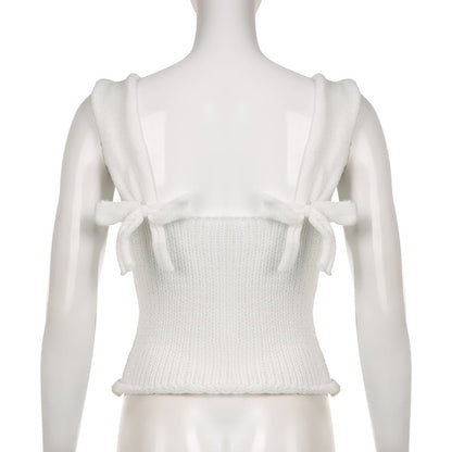 White Bow Knit Tank Top