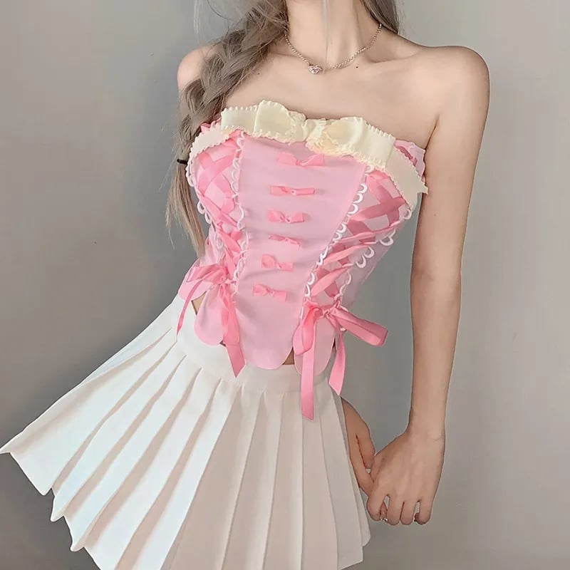 Pink Bow Corset Top