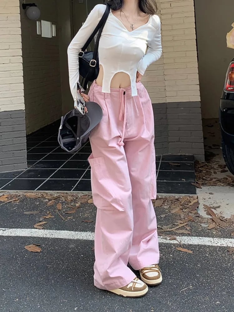 Pink Oversized Baggy Cargo Pants