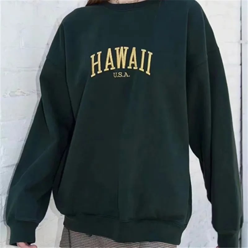 Hawaii Letter Embroidery Sweatshirt