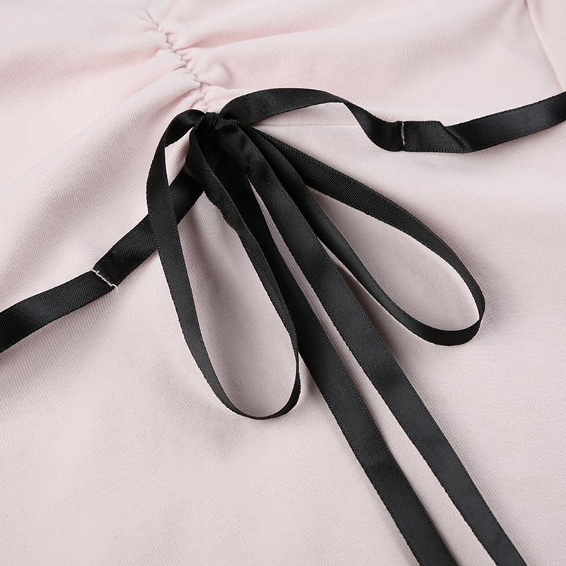 Bandage Bow Square Collar Crop Top