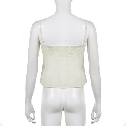 Yellow Double Layer Lace Up Top