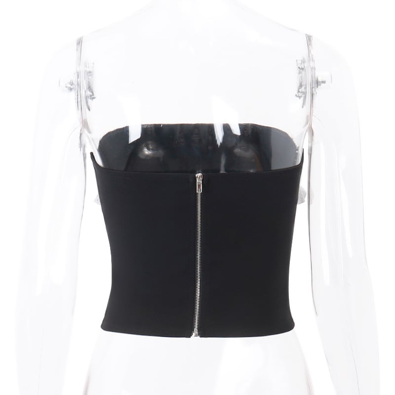 Black & Lace Patchwork Tube Top