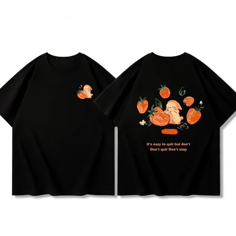 Oversized Strawberry Print Short Sleeve T-shirt