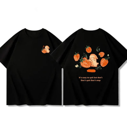 Oversized Strawberry Print Short Sleeve T-shirt