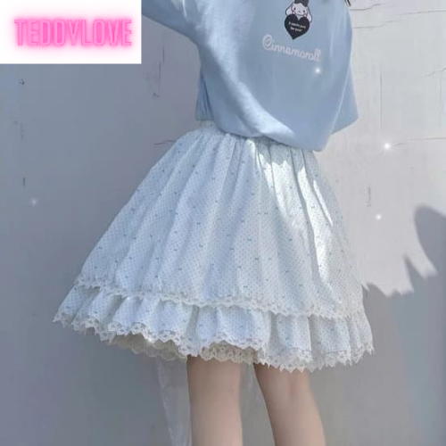 Cute Sweet Pastel Pink Anime Japanese Cartoon Pleated High Waisted Mini Skirt
